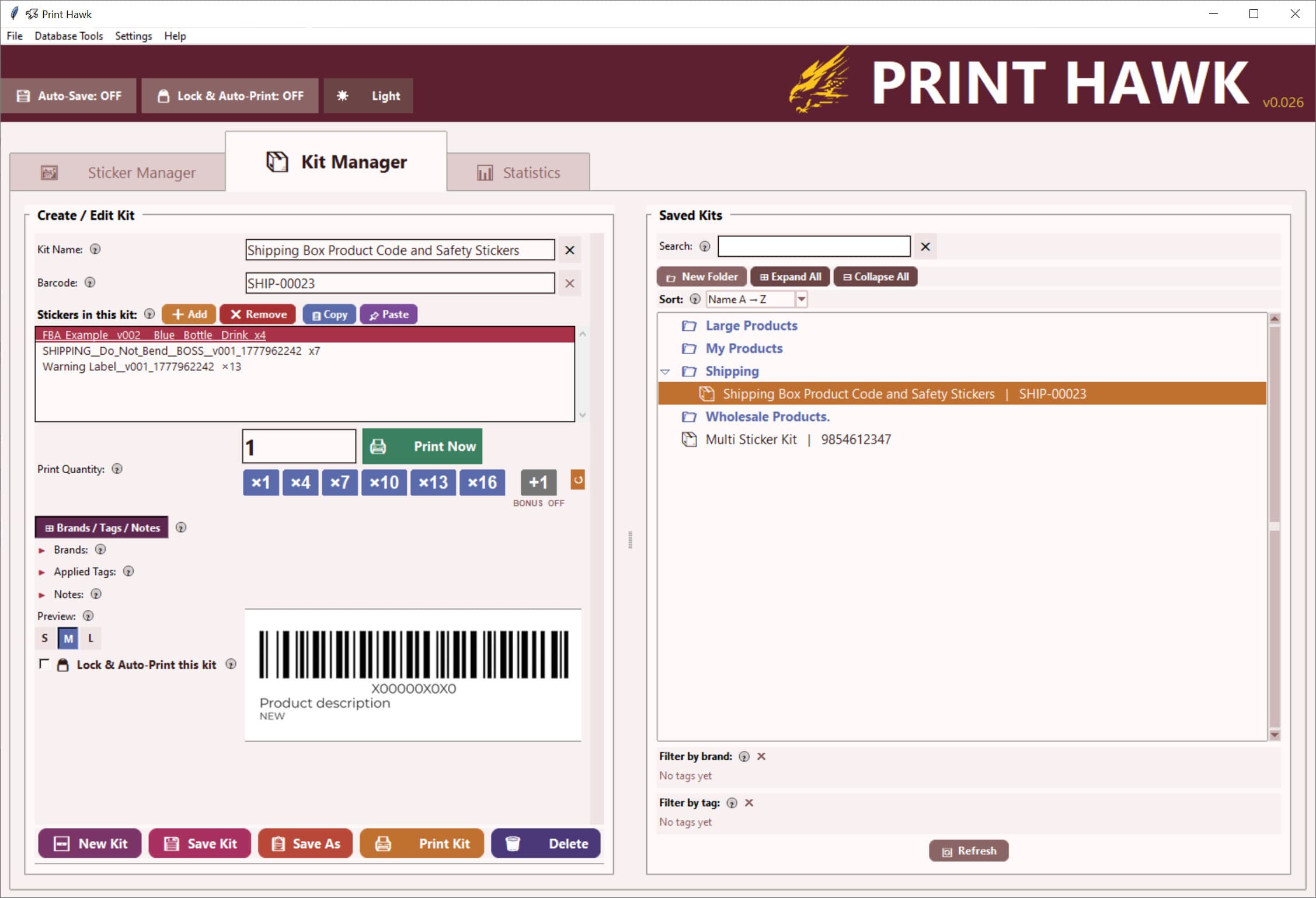 Kit Manager screenshot