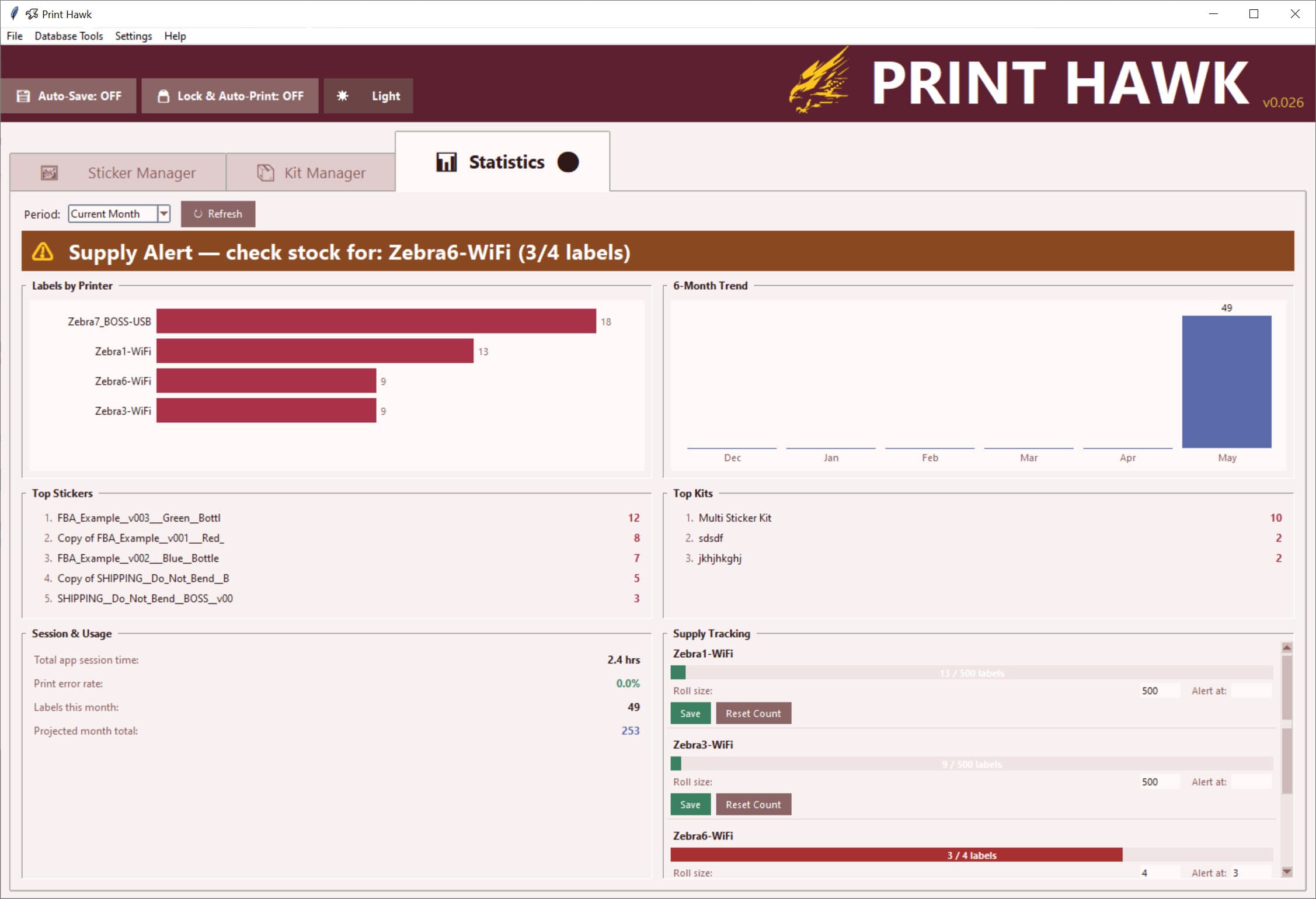 Statistics screenshot